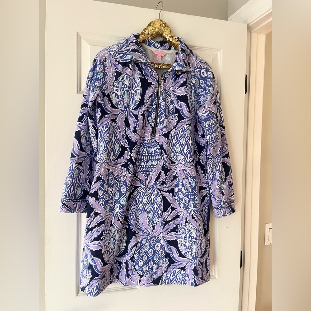NWOT Lilly Pulitzer UPF 50+ Skipper Dress Lilac Verben Pop Up Coco Safari - Picture 2 of 7